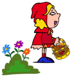 Illustration Conte Le petit chaperon rouge et les fleurs