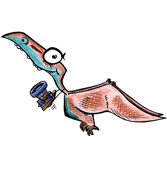 Dessin ptérodactyle de nos reportages pour enfants, illustrateur Dang