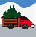 Illustration Poésie de Noël Le sapin de Noël, le camion qui transporte les sapins